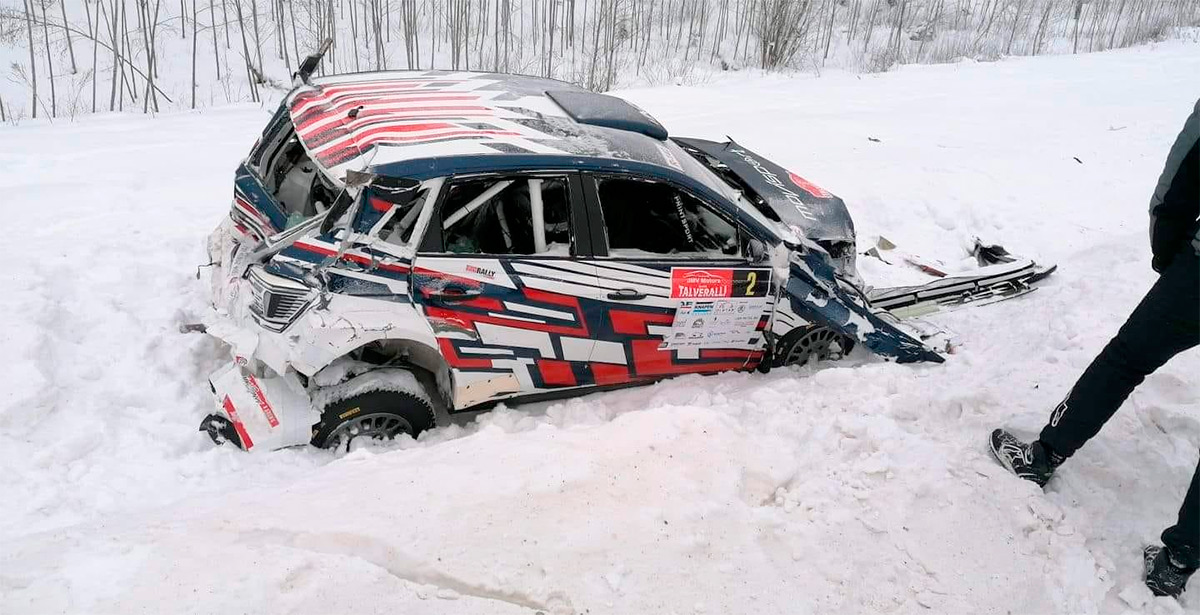 Volkswagen Polo GTI R5 Николая Грязина и Константина Александрова после аварии, Otepää Talveralli 2021